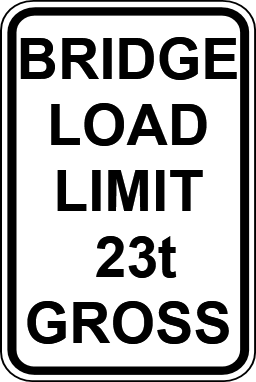 Bridge load limit 23 tonne gross