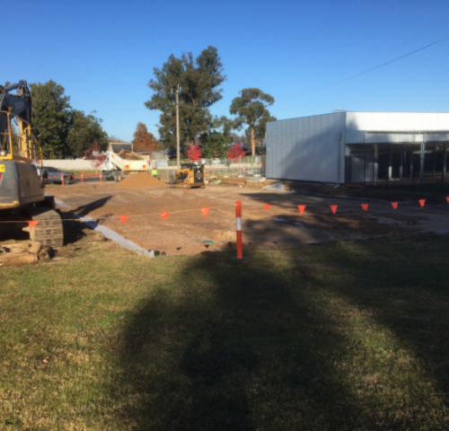 Carpark under construction at Chiltern Community Hub