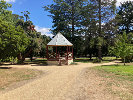 Finished sealed footpaths in historic path with rotunda in background