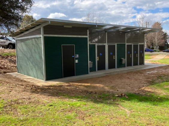 Modern new toilet block in park